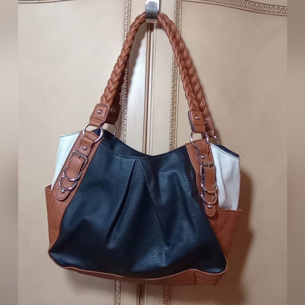 🔥 CLOSING SALE FAUX LEATHER SHOULDER BAG COLOR BLOCK